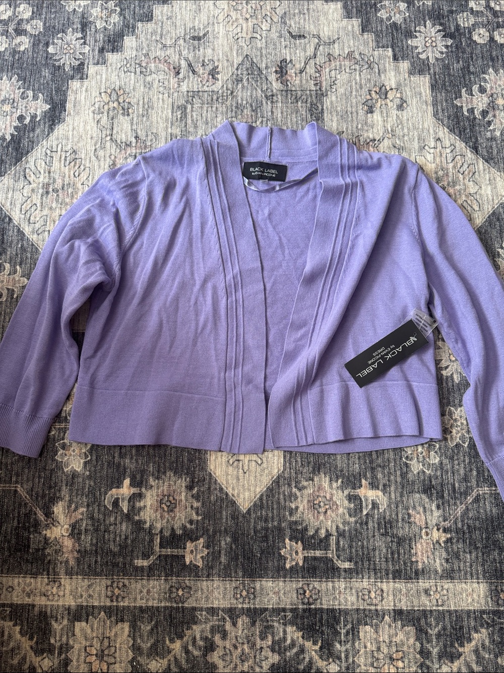 Black Label Lilac Open-Front Knit Cardigan